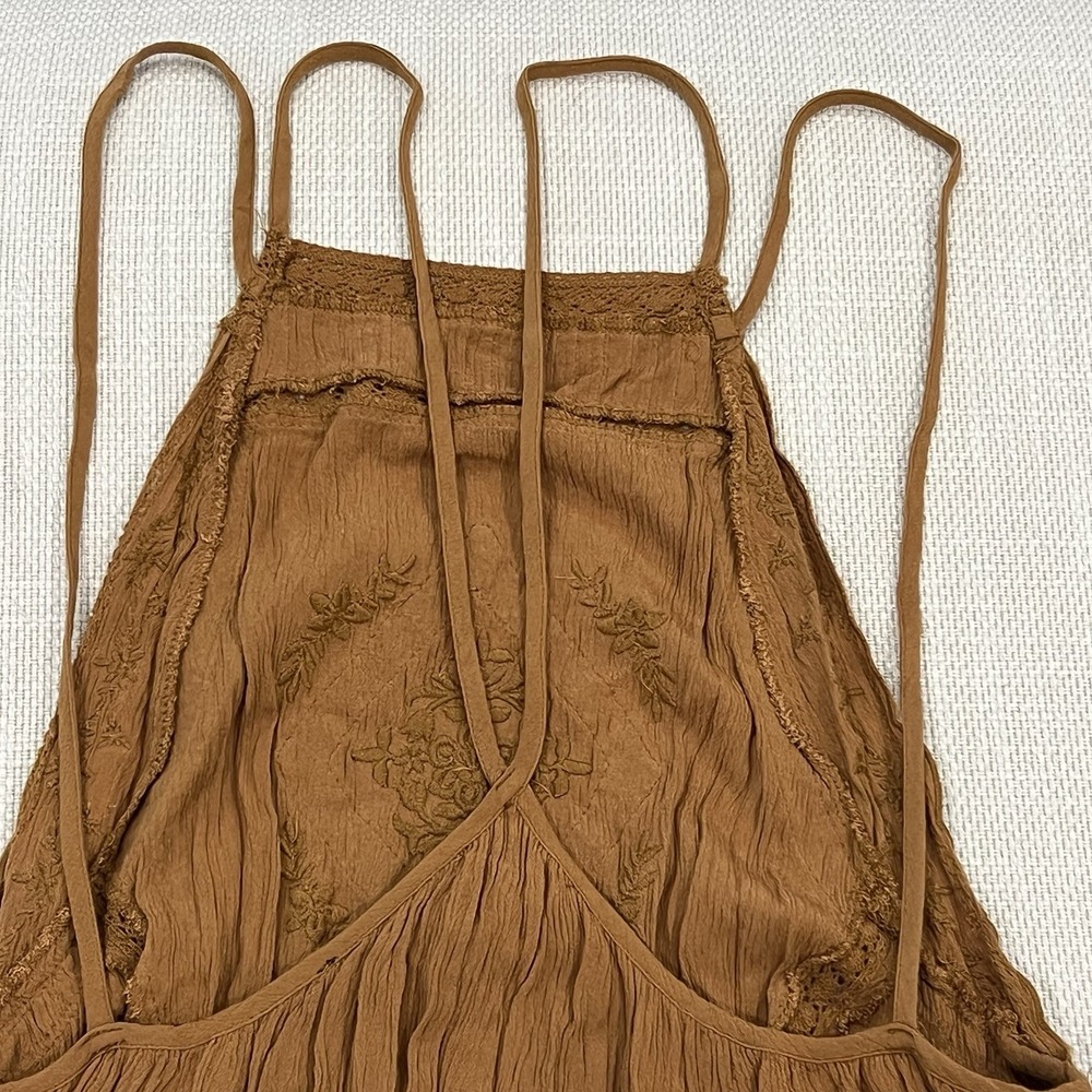 Forever 21 Boho Embroidered Crop Top Brown Fairy Cottagecore S - Picture 5 of 8